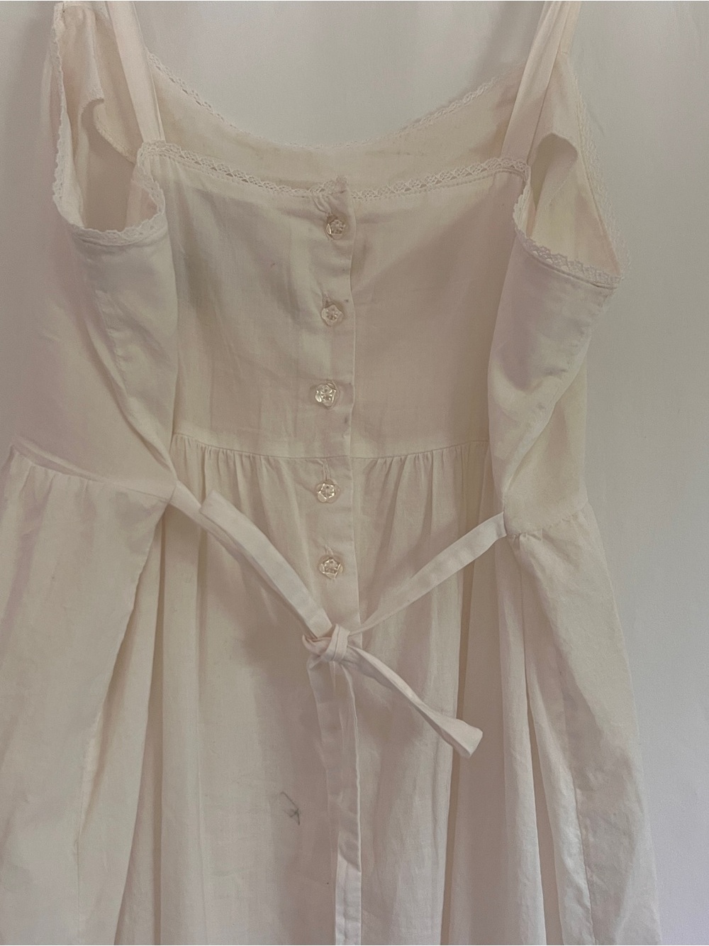 Laura Ashley Vintage White Cotton Ruffle Hem Midi Slip Dress - Picture 6 of 9